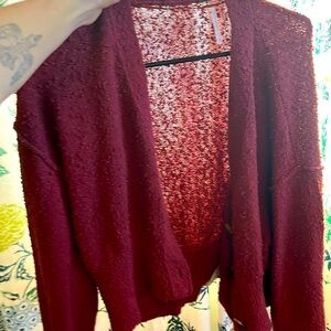 Free People Found My Friend Cardi XS womens maroon